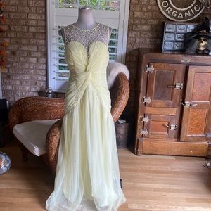 LITTLE MISTRESS YELLOW CHIFFON BEADED DRESS FORMAL EVENING 10 NEW